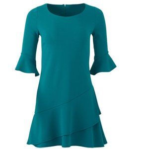 Slate & Willow Teal Double Ruffle Dress sz XS